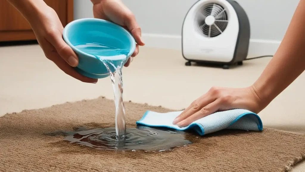 rinsing and drying the carpet