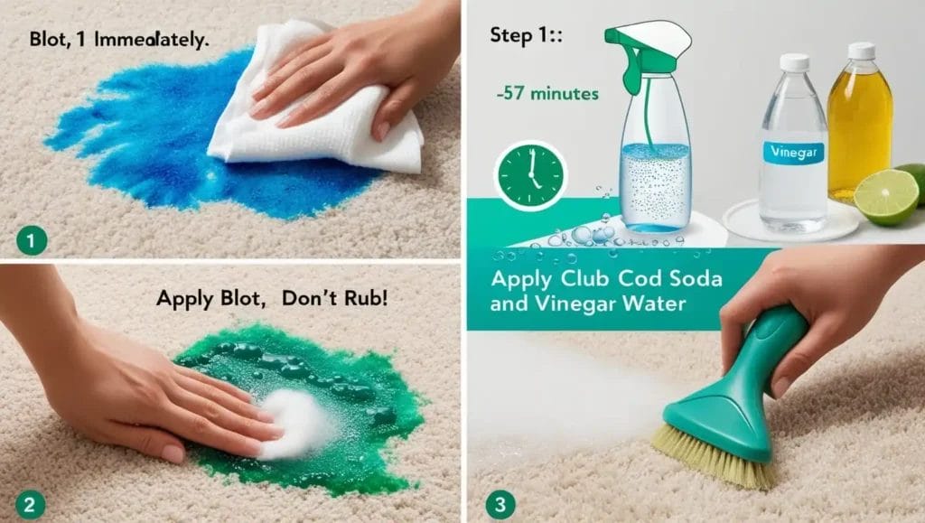 how to get blue and green food coloring out of carpet
